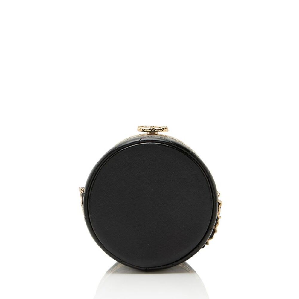 Chanel Lambskin Lock Frame Round Mini Vanity Case with Chain - Picture 4 of 11